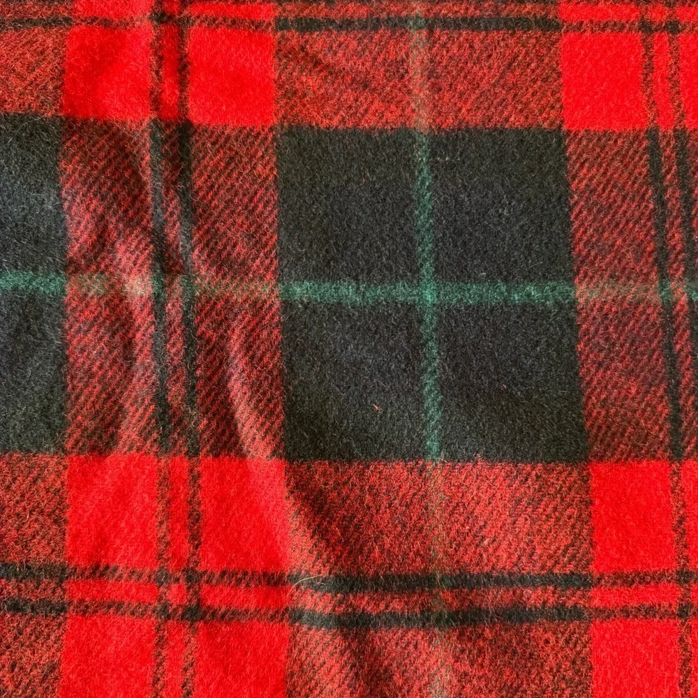 Vintage Pendleton 1960s Plaid Red 100% Virgin Wool Throw Blanket
